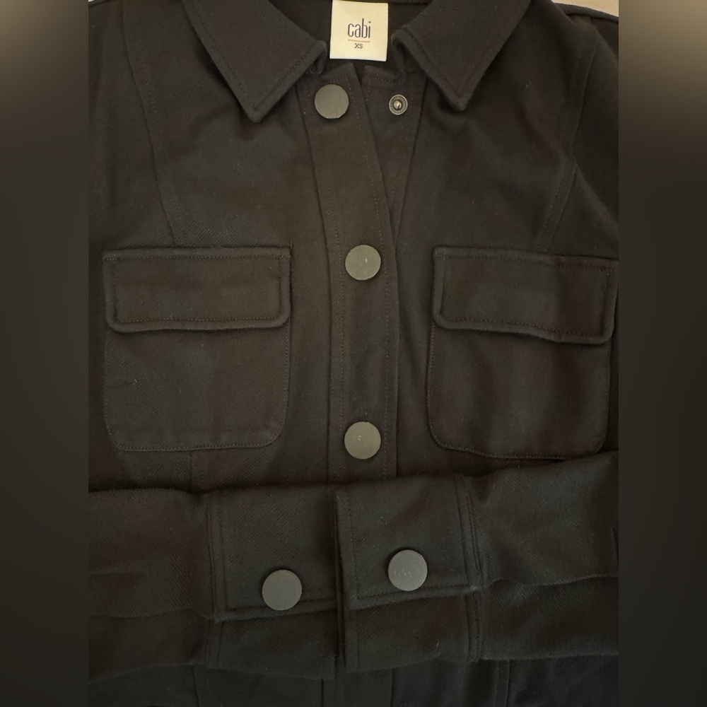 CAbi Women's Ava Ponte Black Long Sleeve Collared Pockets Jacket - Sz XS - Picture 4 of 4